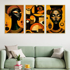 Artistic African Abstract Canvas Wall Painting Set of Three