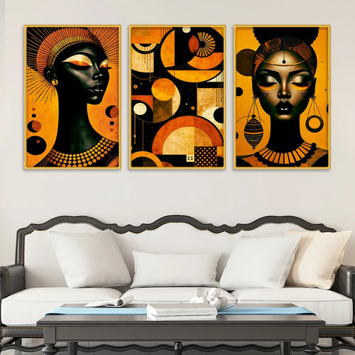Artistic African Abstract Canvas Wall Painting Set of Three