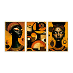 Artistic African Abstract Canvas Wall Painting Set of Three