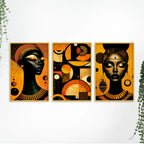Artistic African Abstract Canvas Wall Painting Set of Three