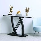 Artistic Black and White Console Table with Dynamic Geometric Support