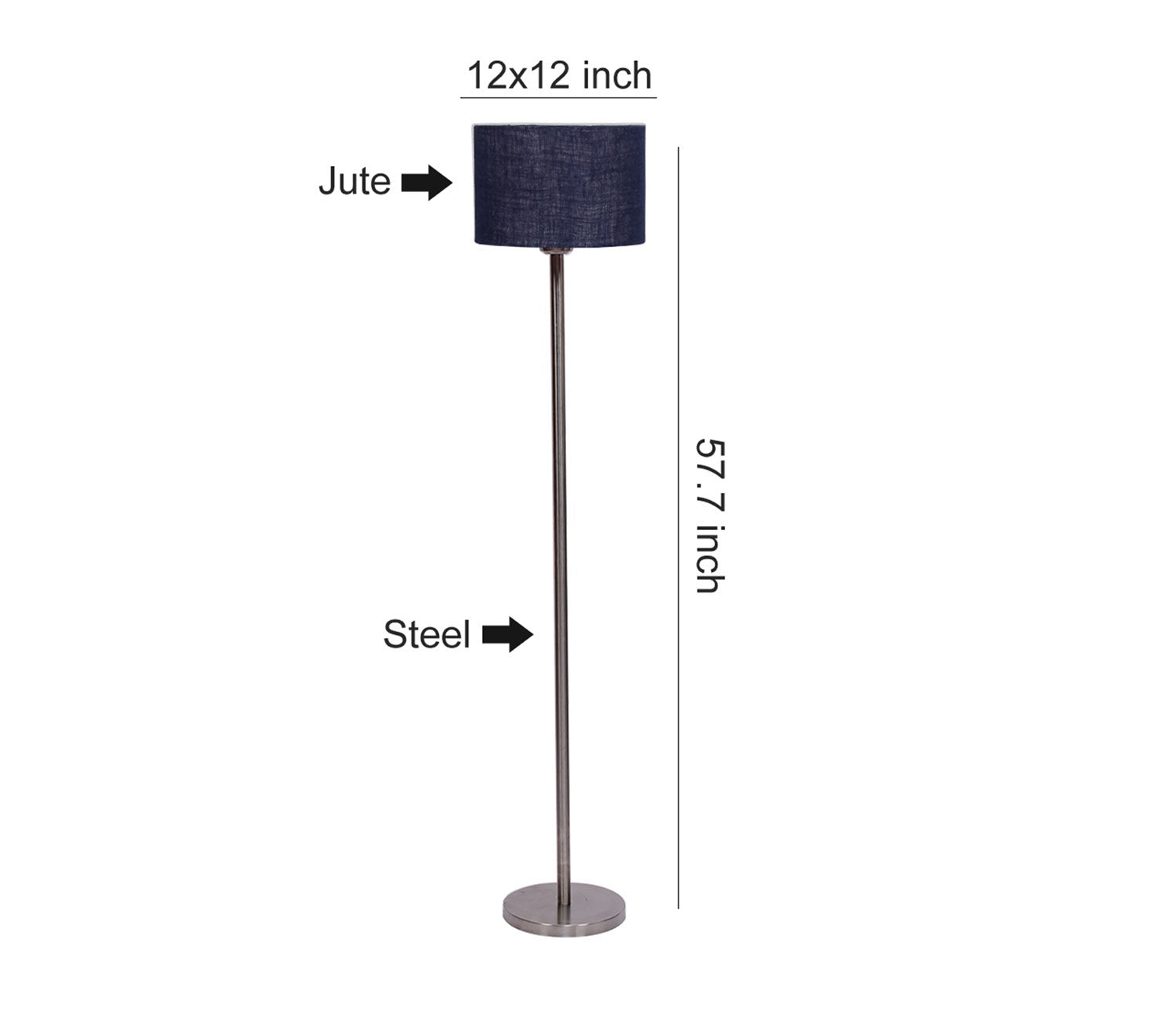 Artistic Blue Color Drum Shaped Designer Steel Floor Lamp
