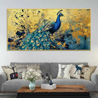 artistic-blue-feathered-peacock-abstract-canvas-wall-painting