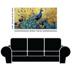Artistic Blue Feathered Peacock Abstract Canvas Wall Painting