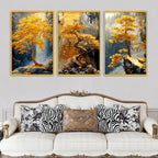 Artistic Bonsai Tree Canvas Wall Painting Set of Three