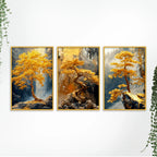 Artistic Bonsai Tree Canvas Wall Painting Set of Three