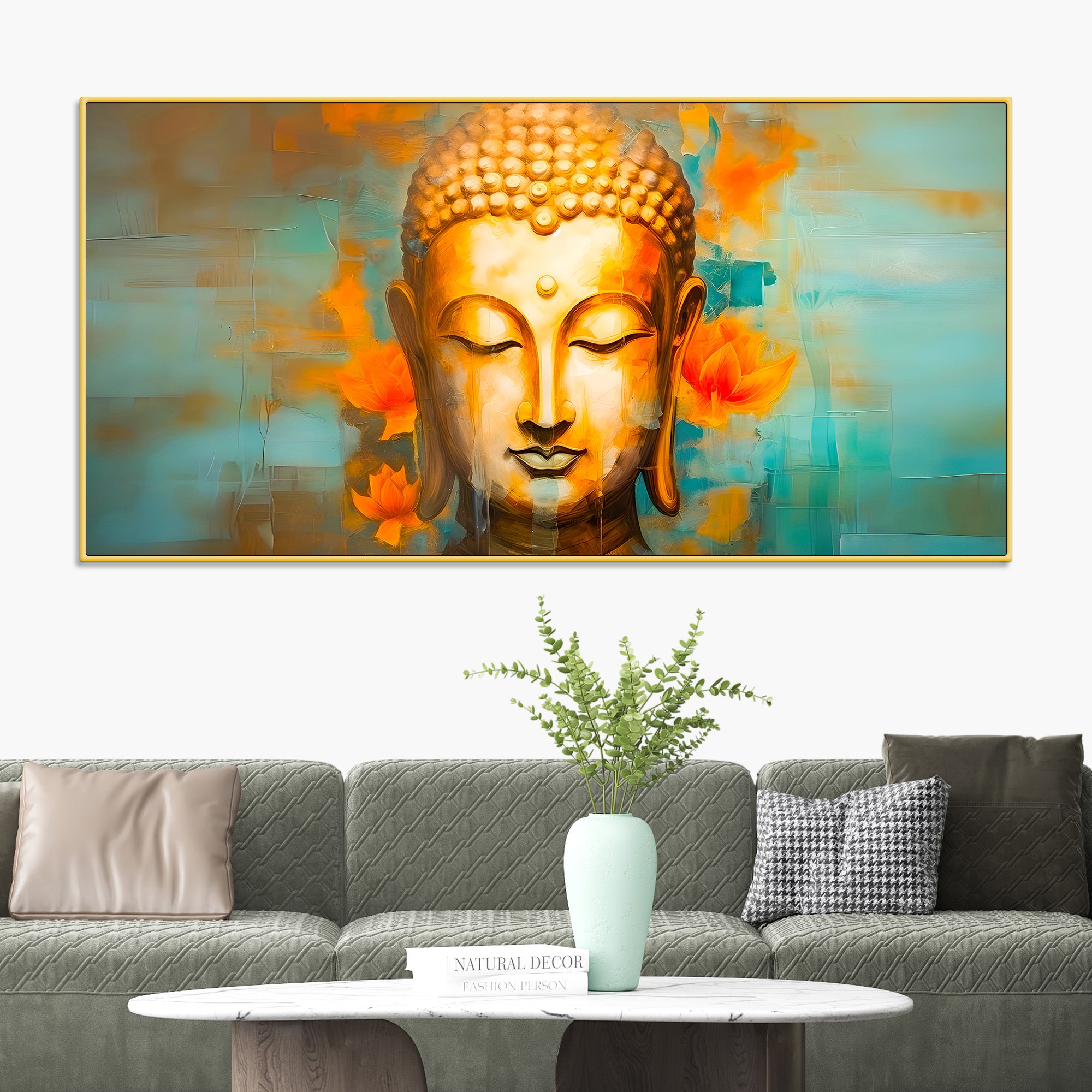 Artistic Buddha Canvas Painting for Decorative Wall Design