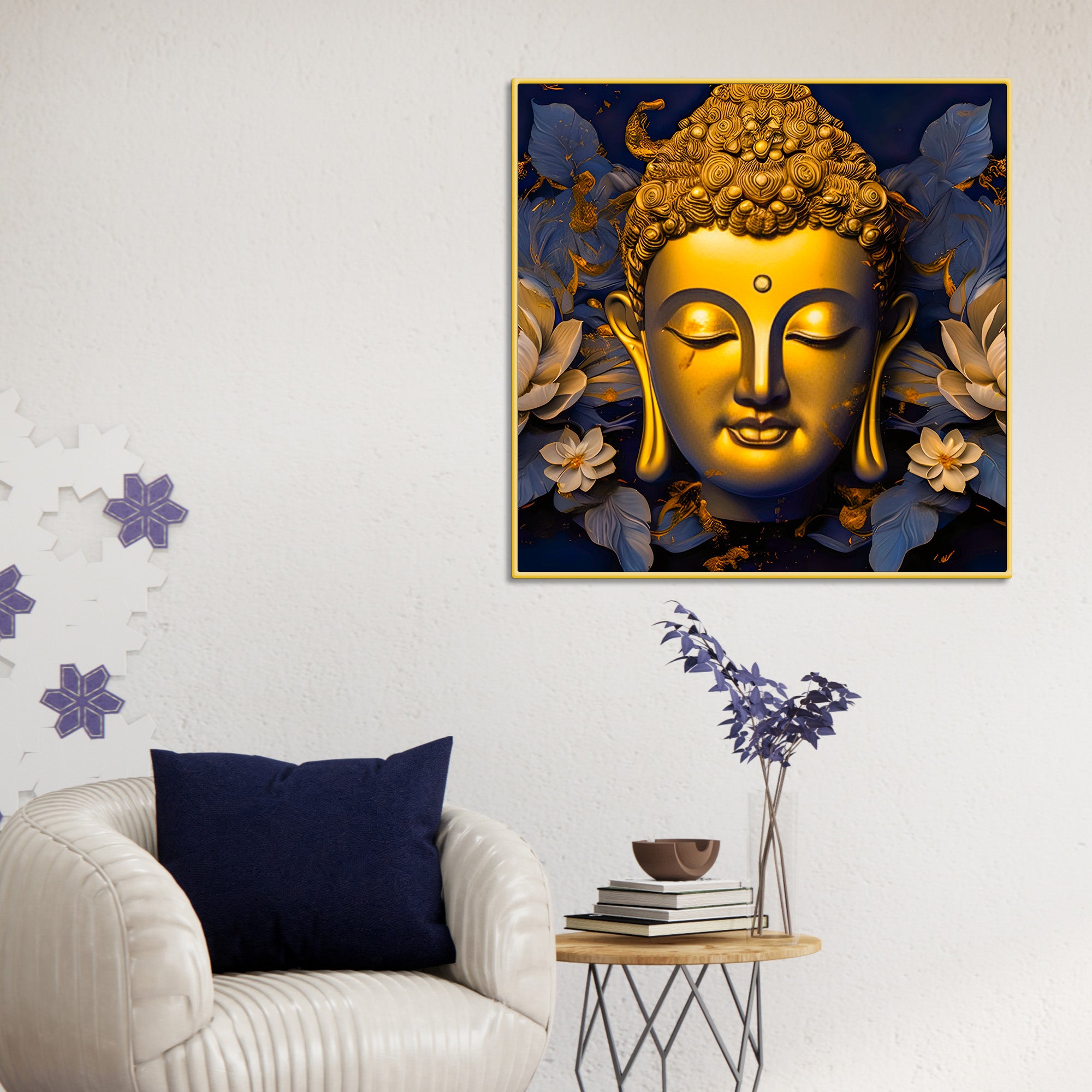 Artistic Buddha Face Canvas Painting for Living Room