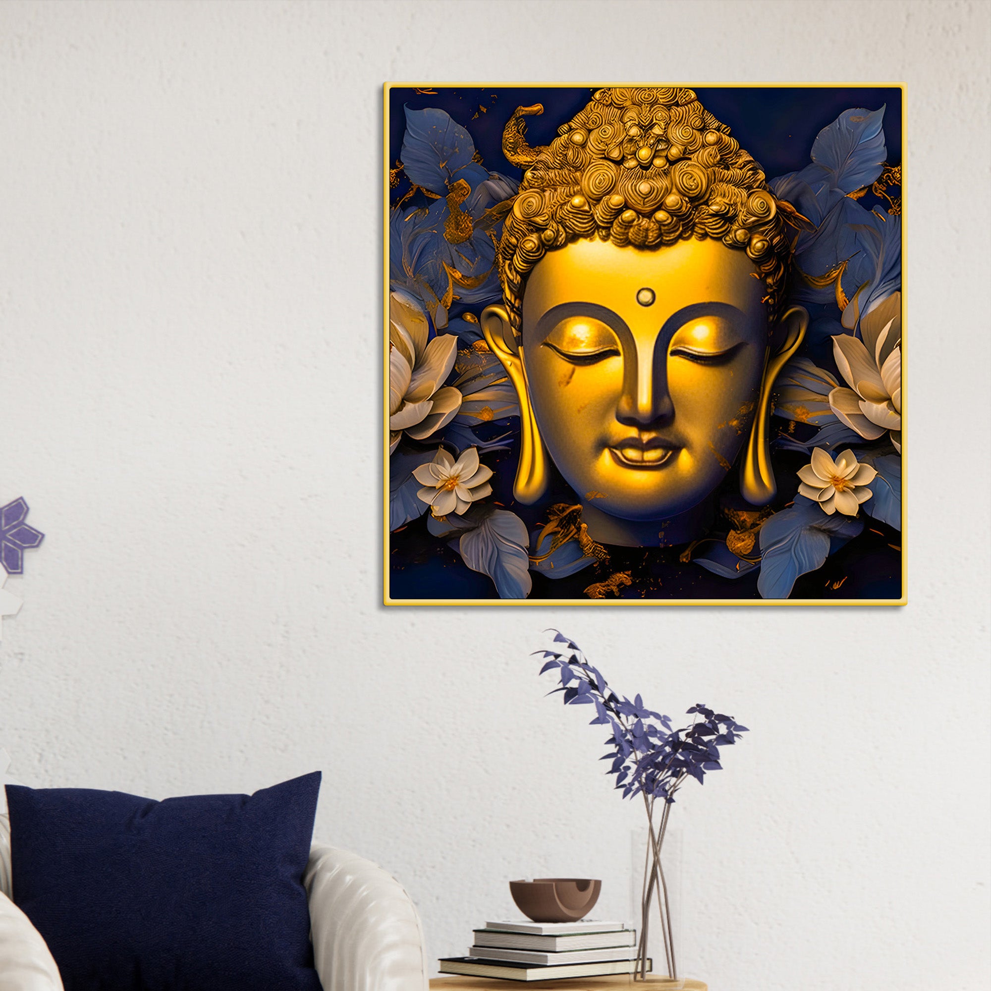 Artistic Buddha Face Canvas Painting for Living Room