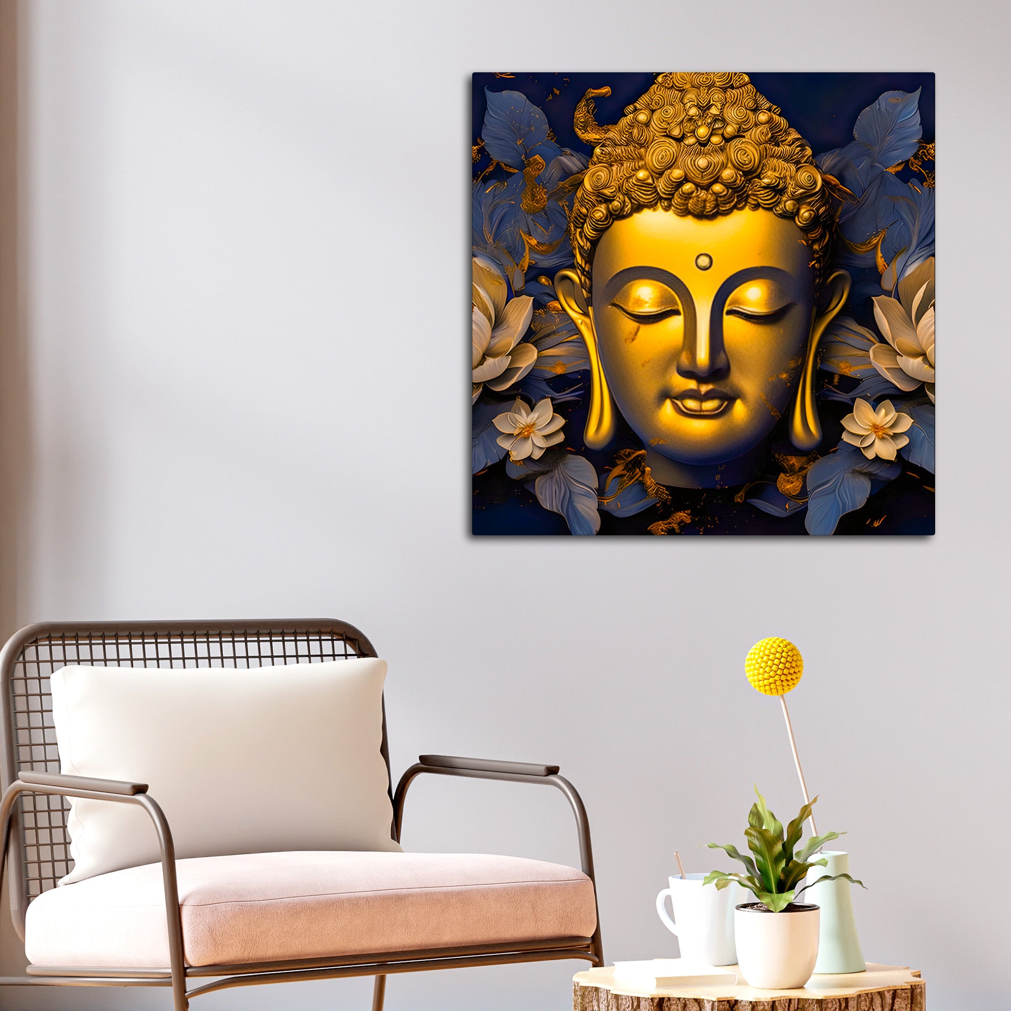 Artistic Buddha Face Canvas Painting for Living Room