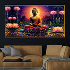 Artistic Buddha Lotus Crystal Glass Painting for Premium Wall Décor