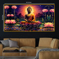 Artistic Buddha Lotus Crystal Glass Painting for Premium Wall Décor