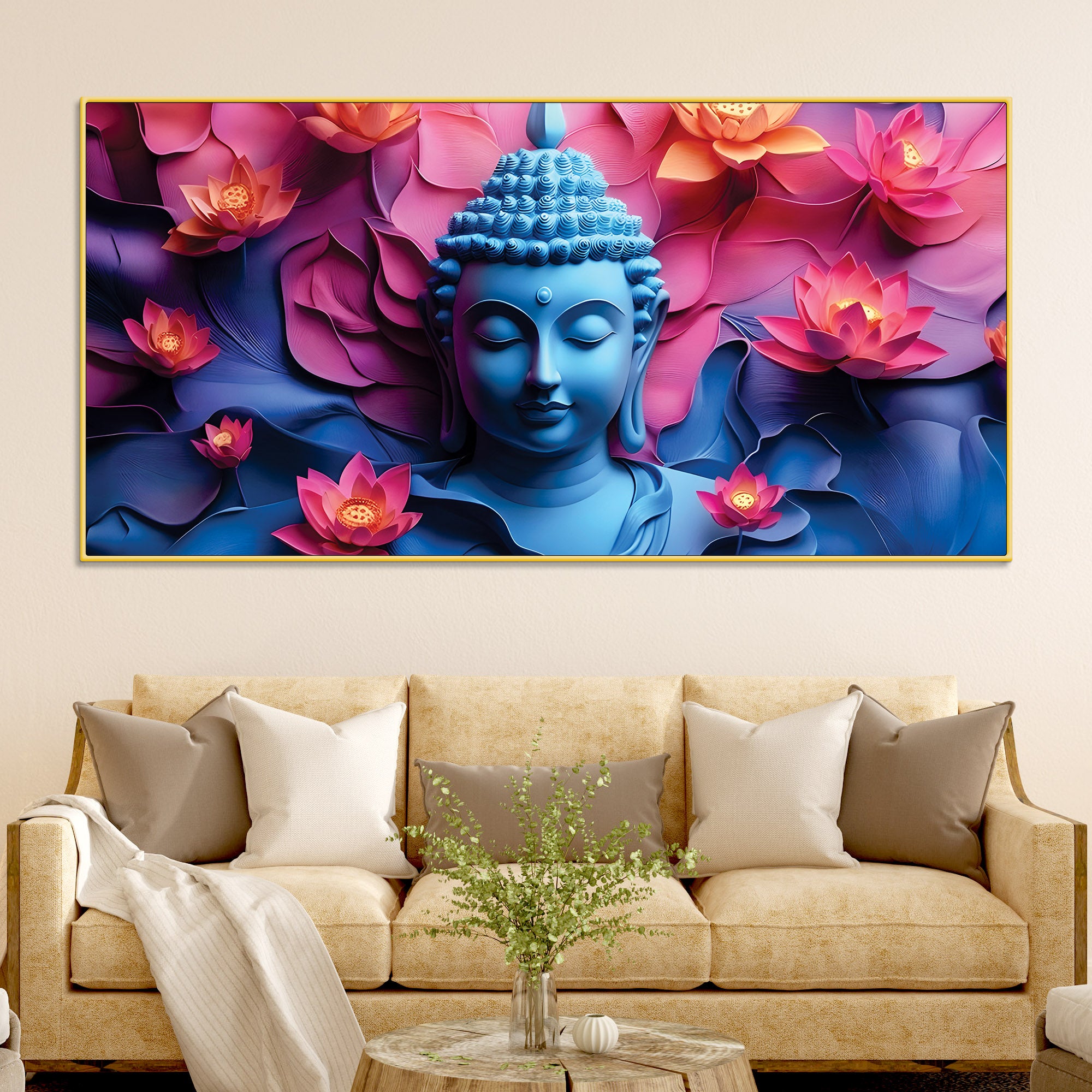Artistic Buddha Wall Painting for Living Area