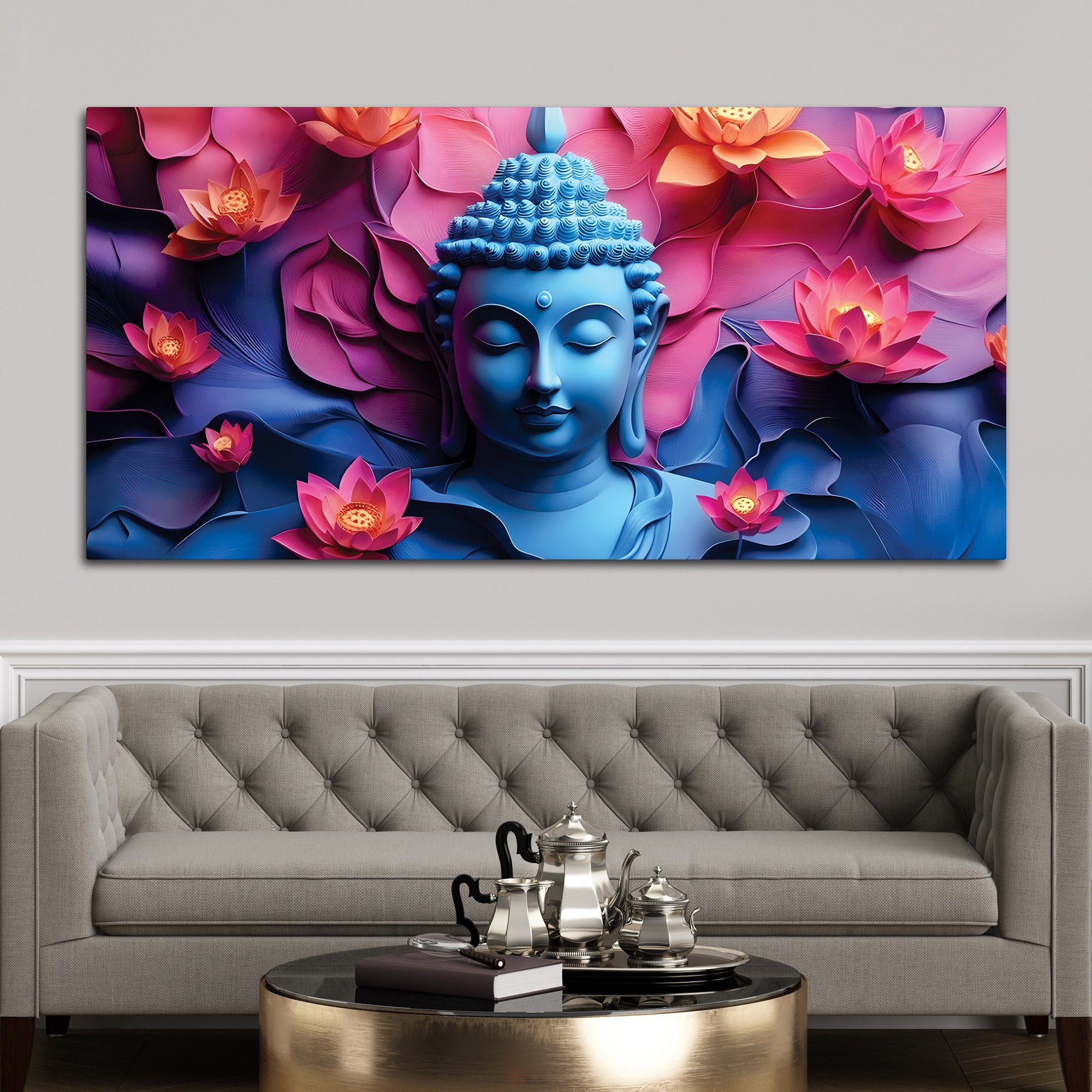 Artistic Buddha Wall Painting for Living Area