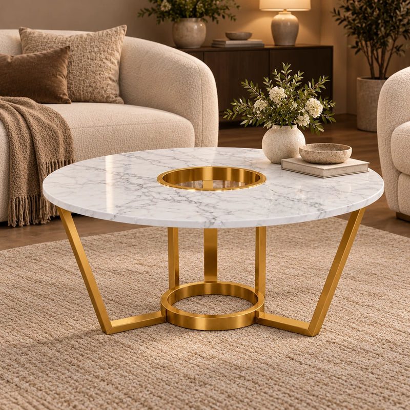 Artistic Circular Marble Center Table for Apartment, Office & Reception Area