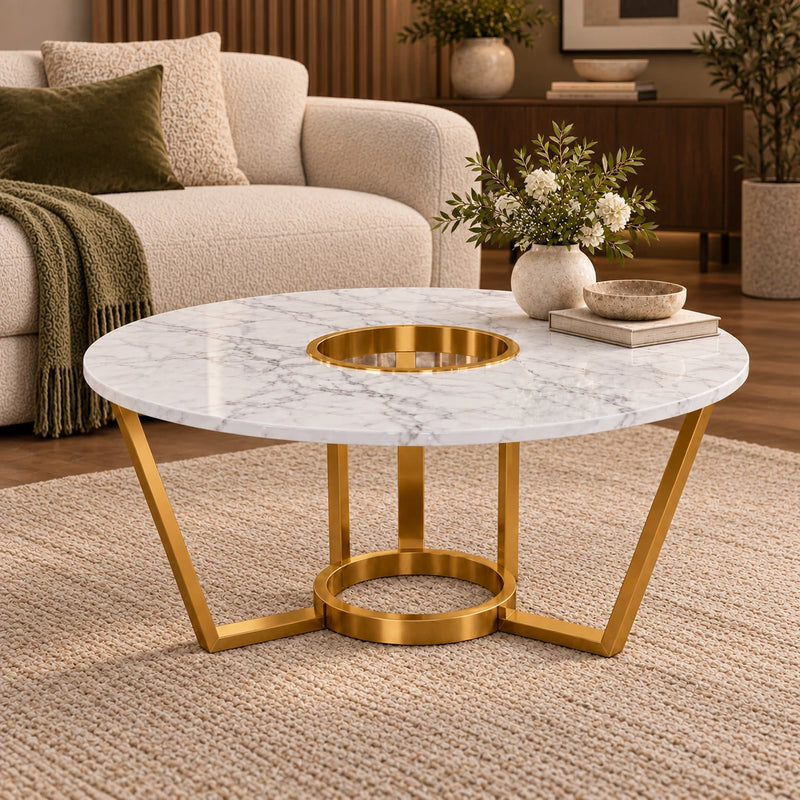 Artistic Circular Marble Center Table for Apartment, Office & Reception Area