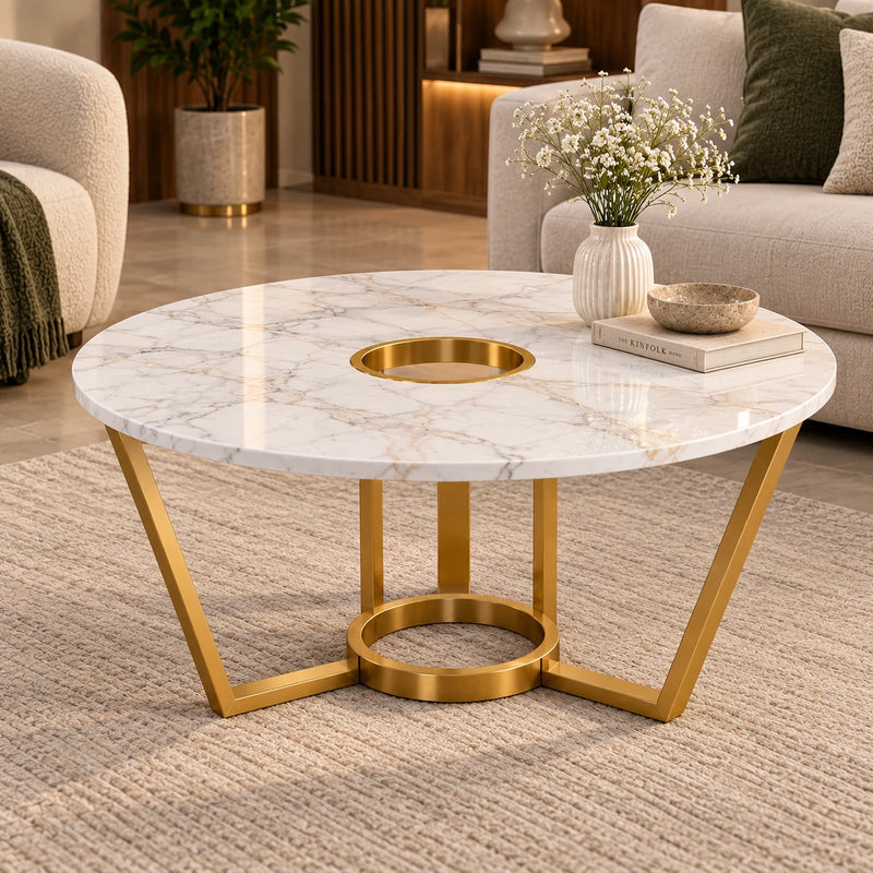 Artistic Circular Marble Center Table for Apartment, Office & Reception Area