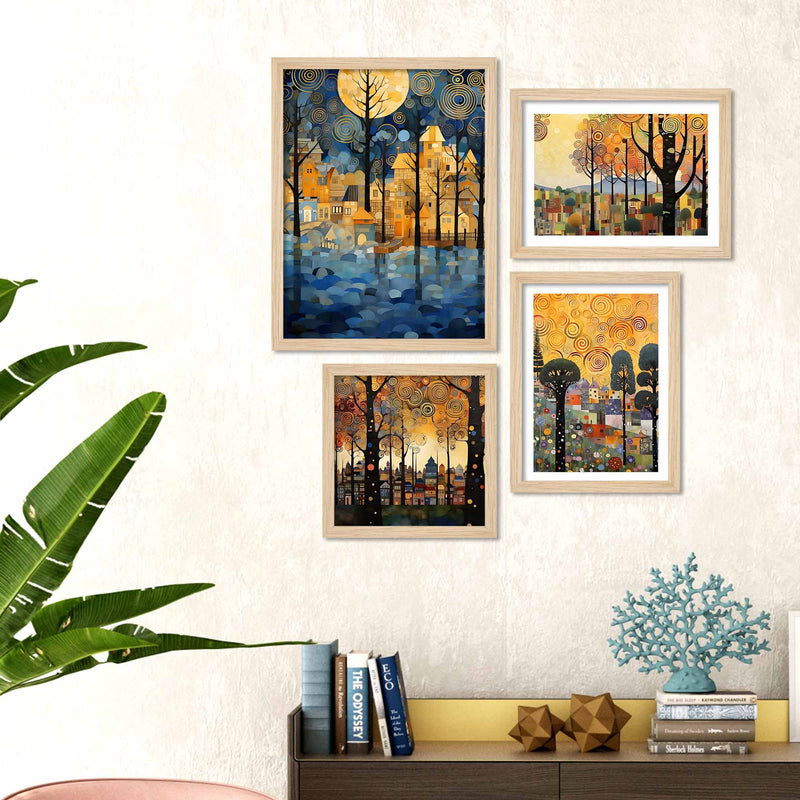 Artistic City & Nature Wall Frame Set of Four