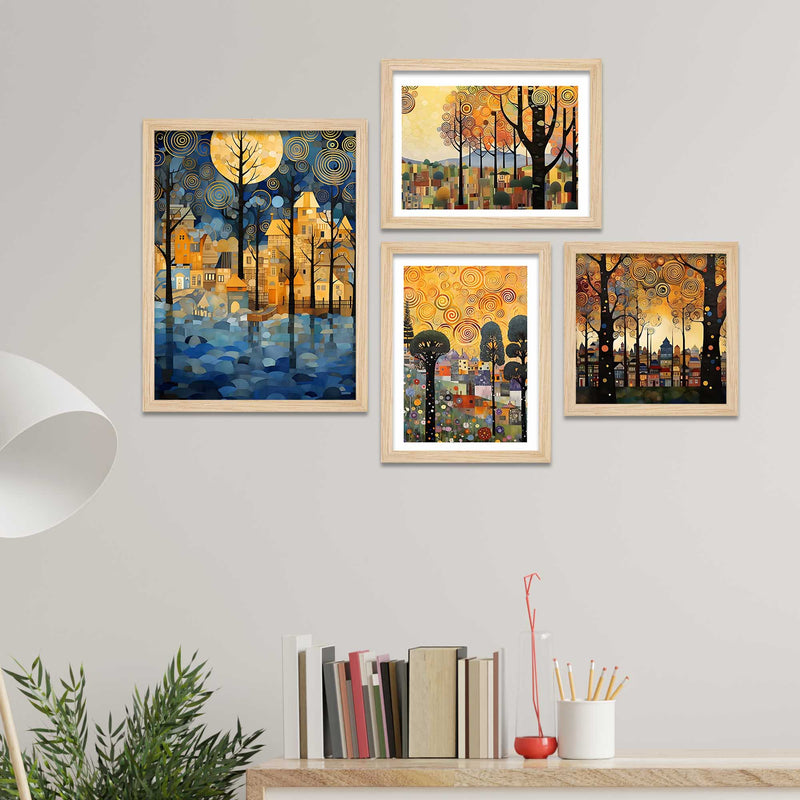 Artistic City & Nature Wall Frame Set of Four