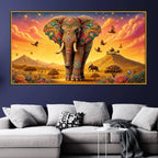 Artistic Colorful Elephant Floating Frame Crystal Wall Art Painting