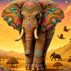 Artistic Colorful Elephant Floating Frame Crystal Wall Art Painting