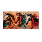 Artistic Colorful Three Horse Canvas Wall Art Painting