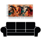 Artistic Colorful Three Horse Canvas Wall Art Painting