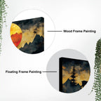Artistic Deer Canvas Wall Art Sunset Mountain Painting