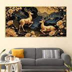 Artistic Deer Floral Canvas Wall Painting for Premium Luxury Decor