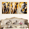 Artistic Elephant Face Canvas Wall Decor Painting Set of Three