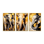 Artistic Elephant Face Canvas Wall Decor Painting Set of Three