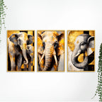 Artistic Elephant Face Canvas Wall Decor Painting Set of Three