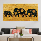 Artistic Elephant Family Canvas Wall Painting for Home & Office