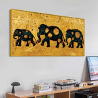 Artistic Elephant Family Canvas Wall Painting for Home & Office