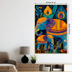 Artistic Elephant Mother & Baby Colorful Canvas Wall Painting