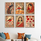 Artistic Ethnic Village Art Wall Frame Set of Six