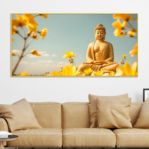 Artistic Gautam Buddha Canvas Wall Painting for Spiritual Homes