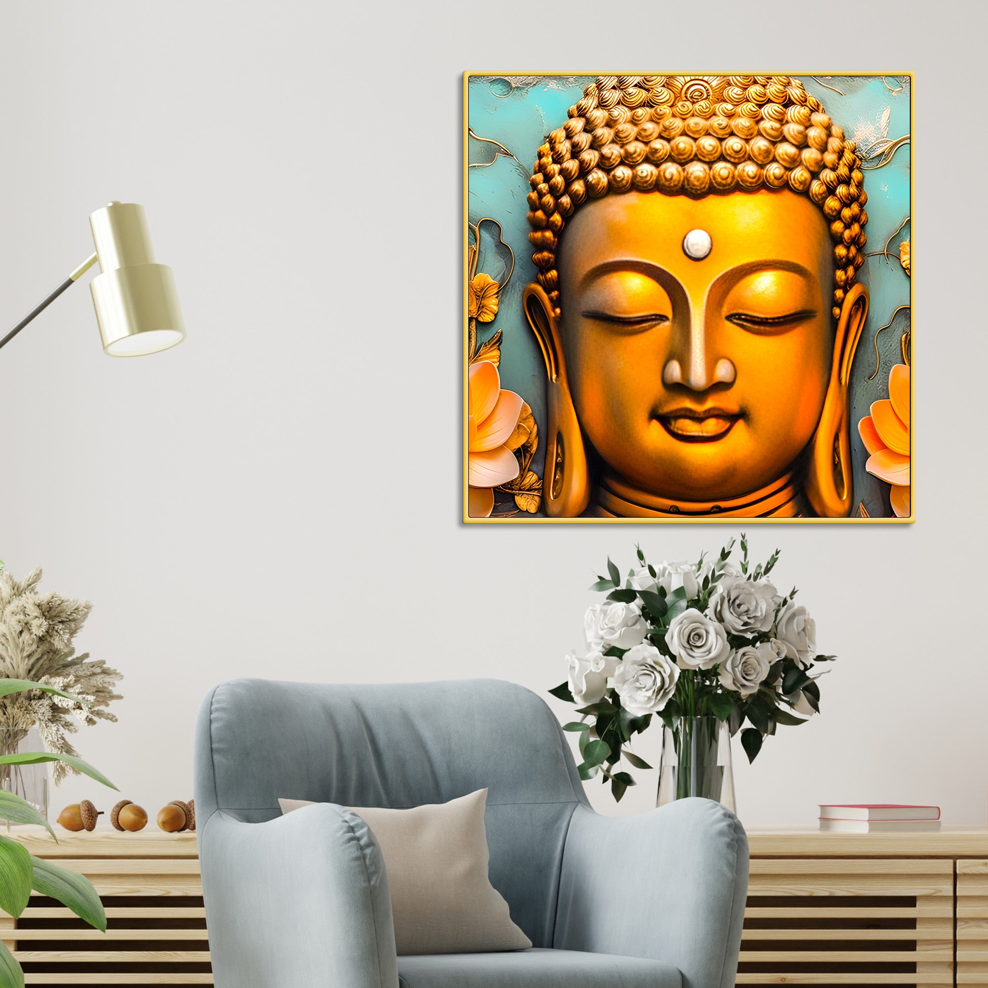 artistic-golden-buddha-wall-decor-painting