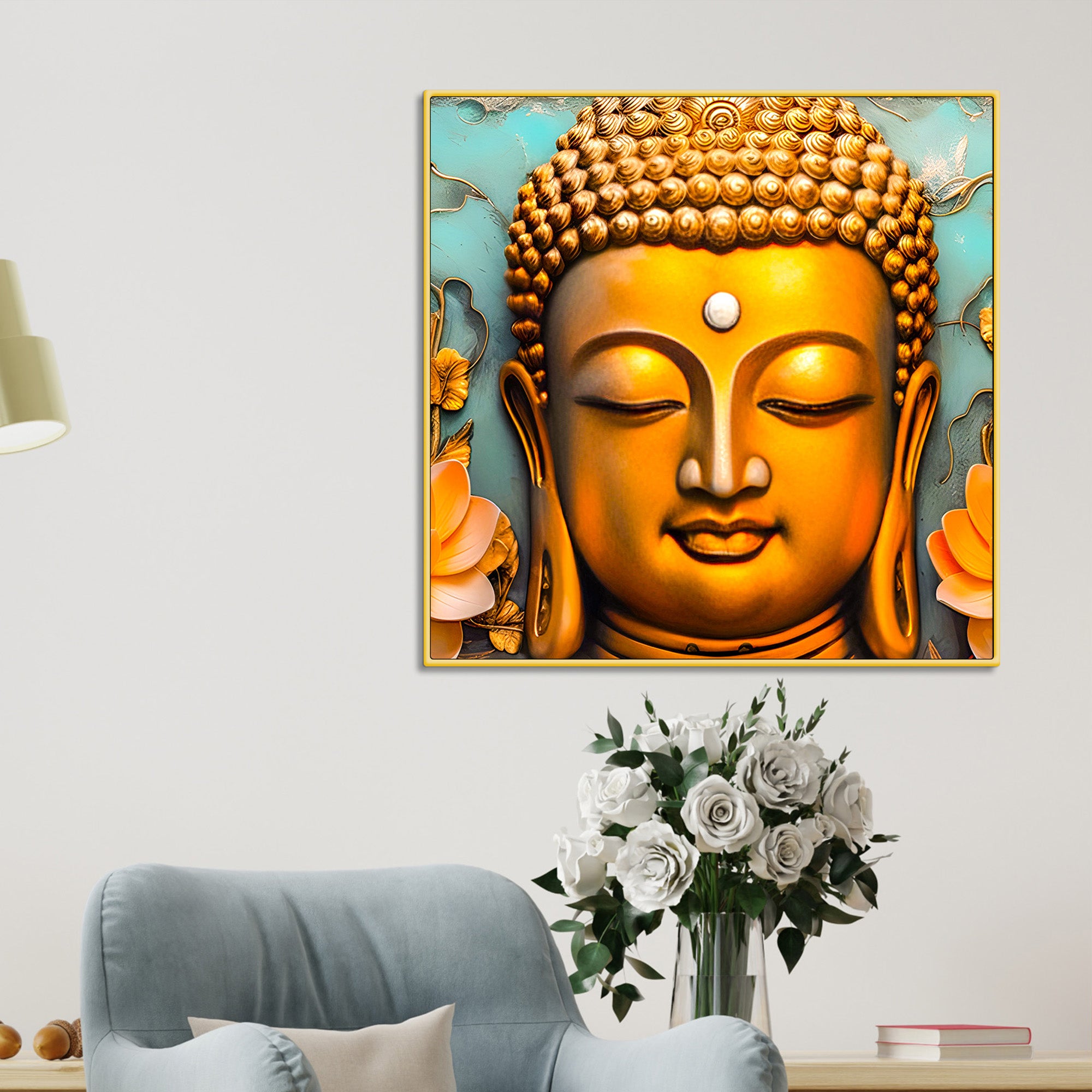 artistic-golden-buddha-wall-decor-painting