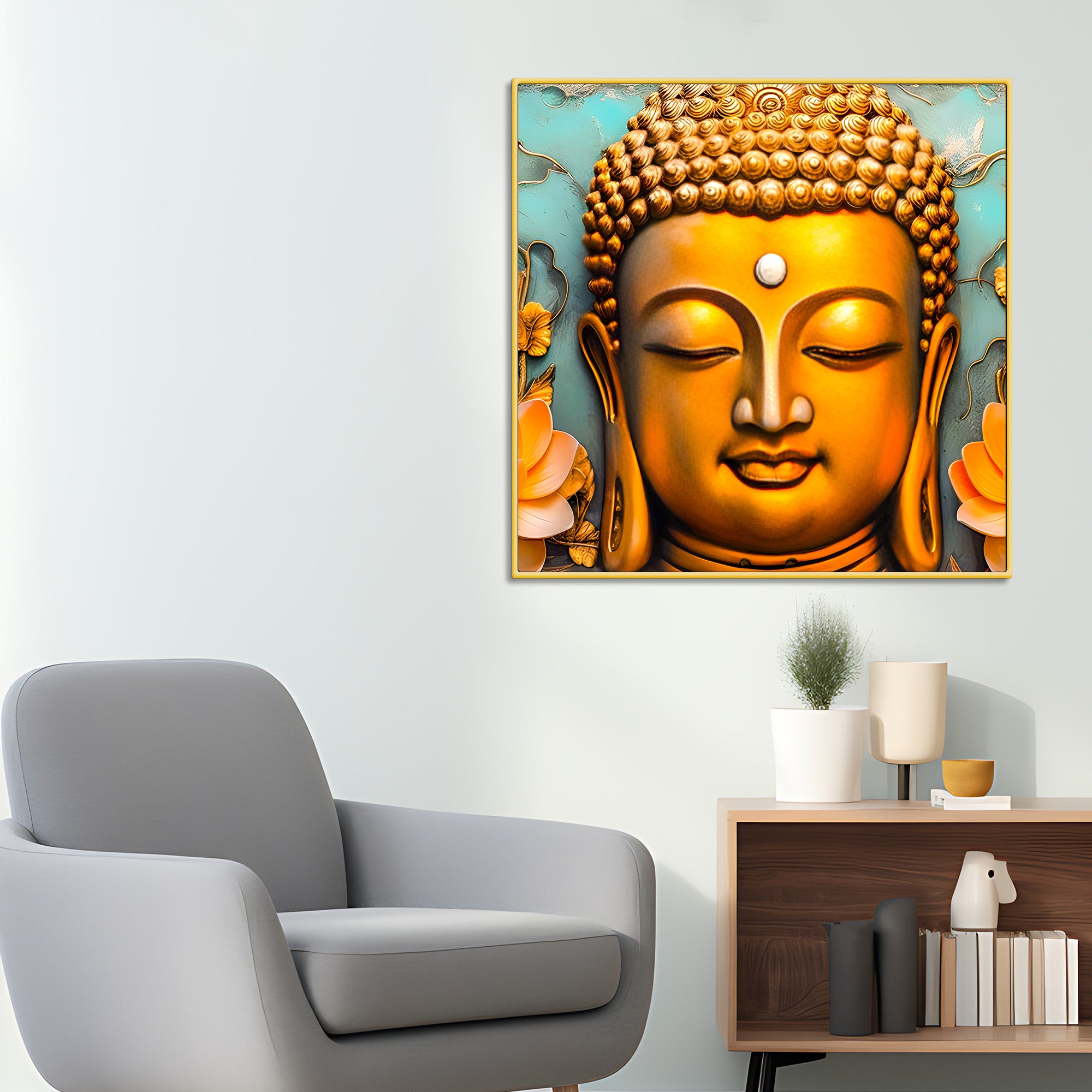 Artistic Golden Buddha Wall Décor Painting