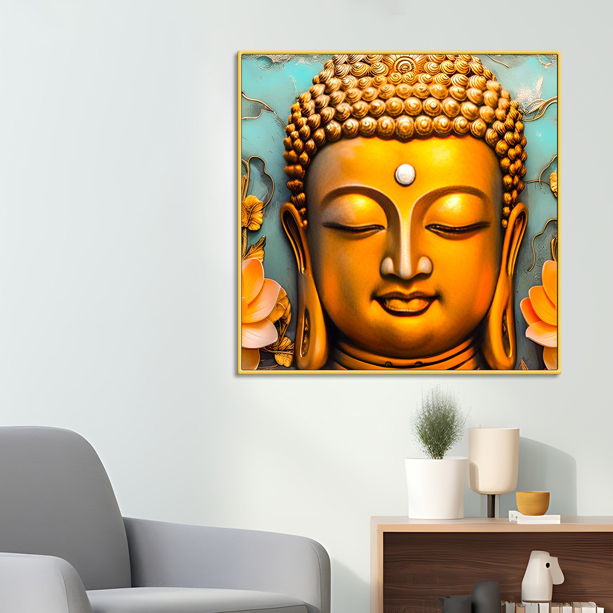 Artistic Golden Buddha Wall Décor Painting