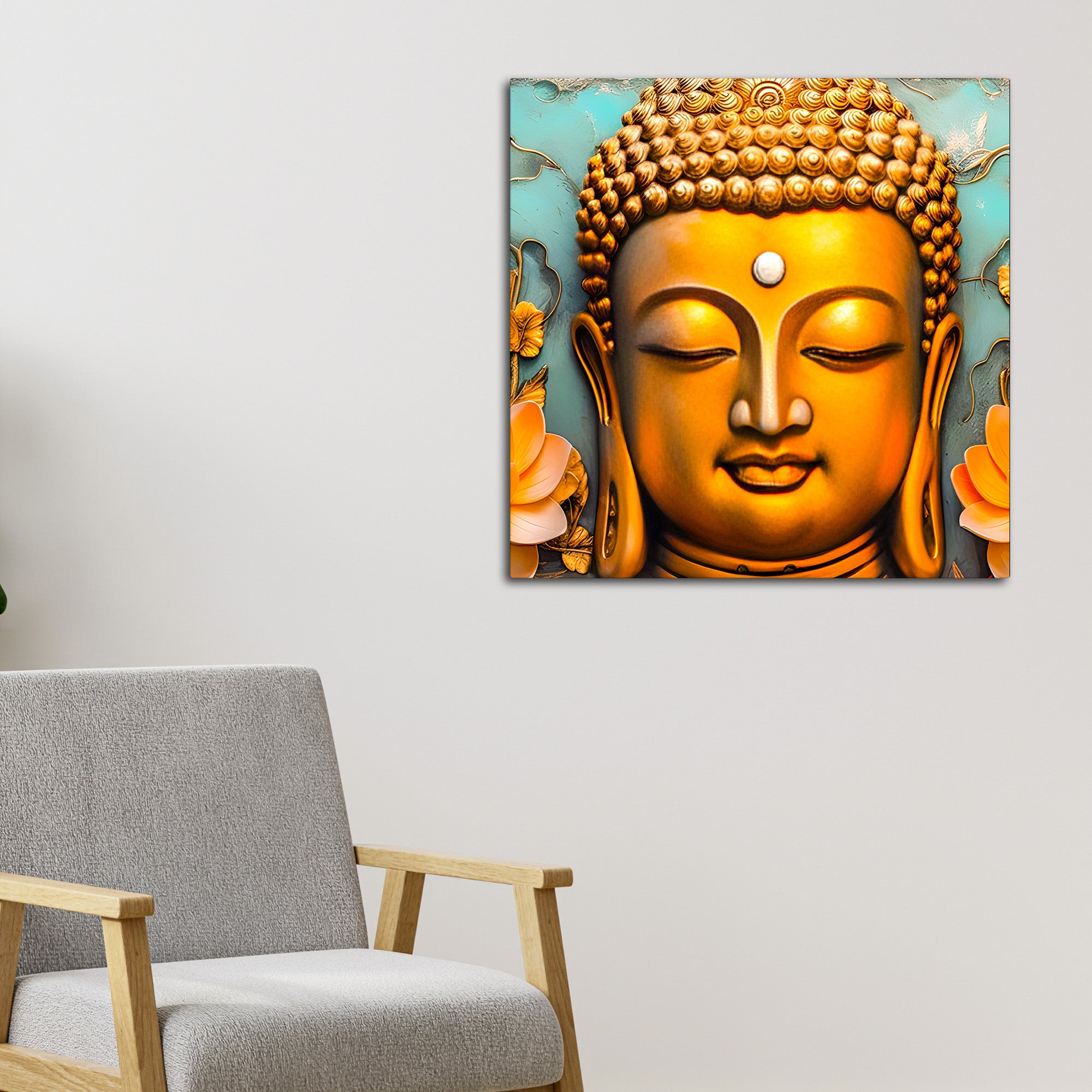 Artistic Golden Buddha Wall Décor Painting