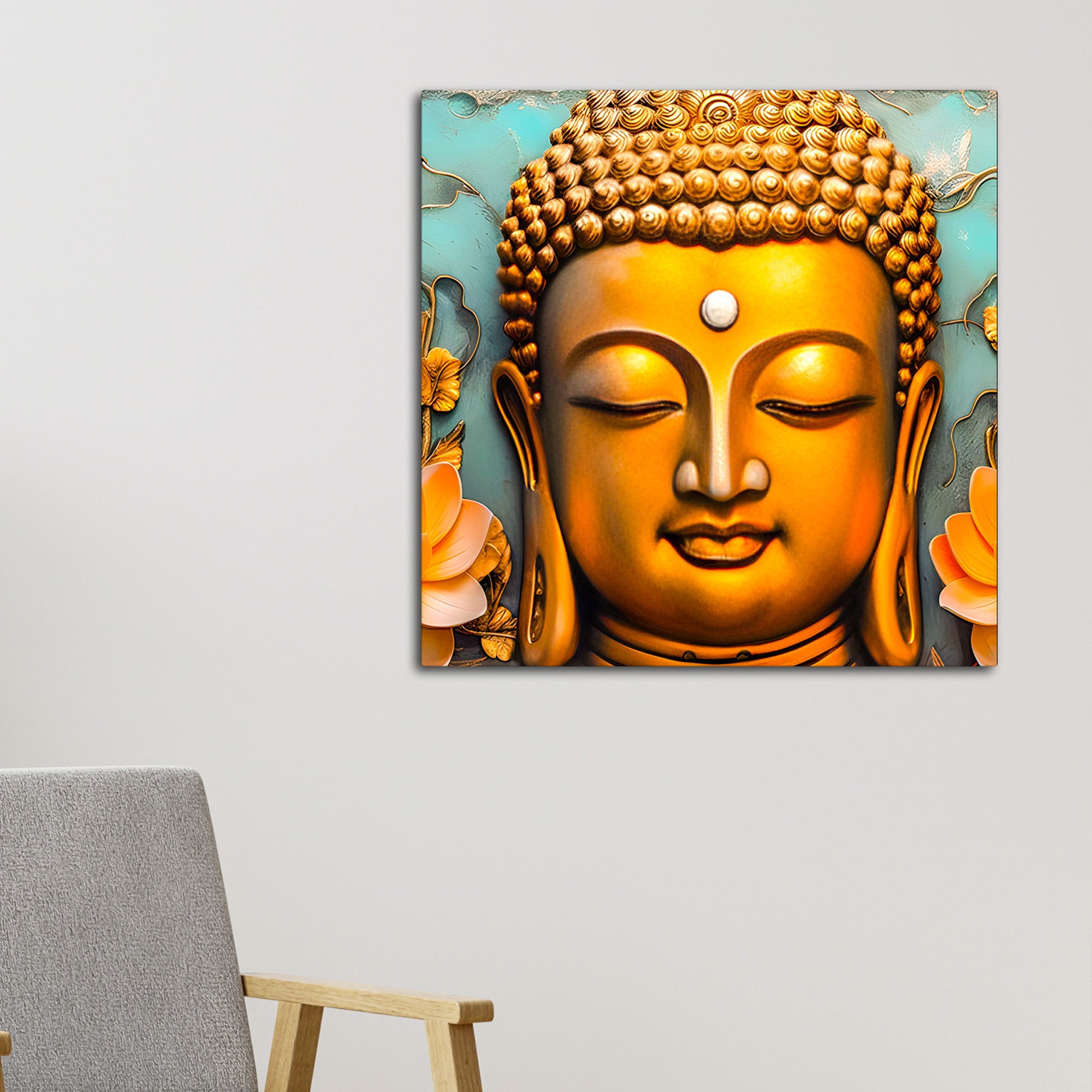 Artistic Golden Buddha Wall Décor Painting