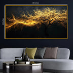 Artistic Golden Flow Tree Crystal Glass Wall Painting
