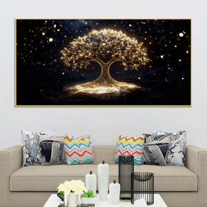 Artistic Golden Tree Canvas Painting for Interior Décor