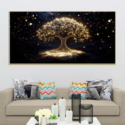 Artistic Golden Tree Canvas Painting for Interior Décor