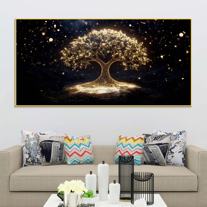 Artistic Golden Tree Canvas Painting for Interior Décor