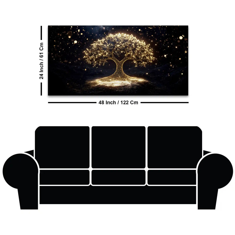 Artistic Golden Tree Canvas Painting for Interior Décor