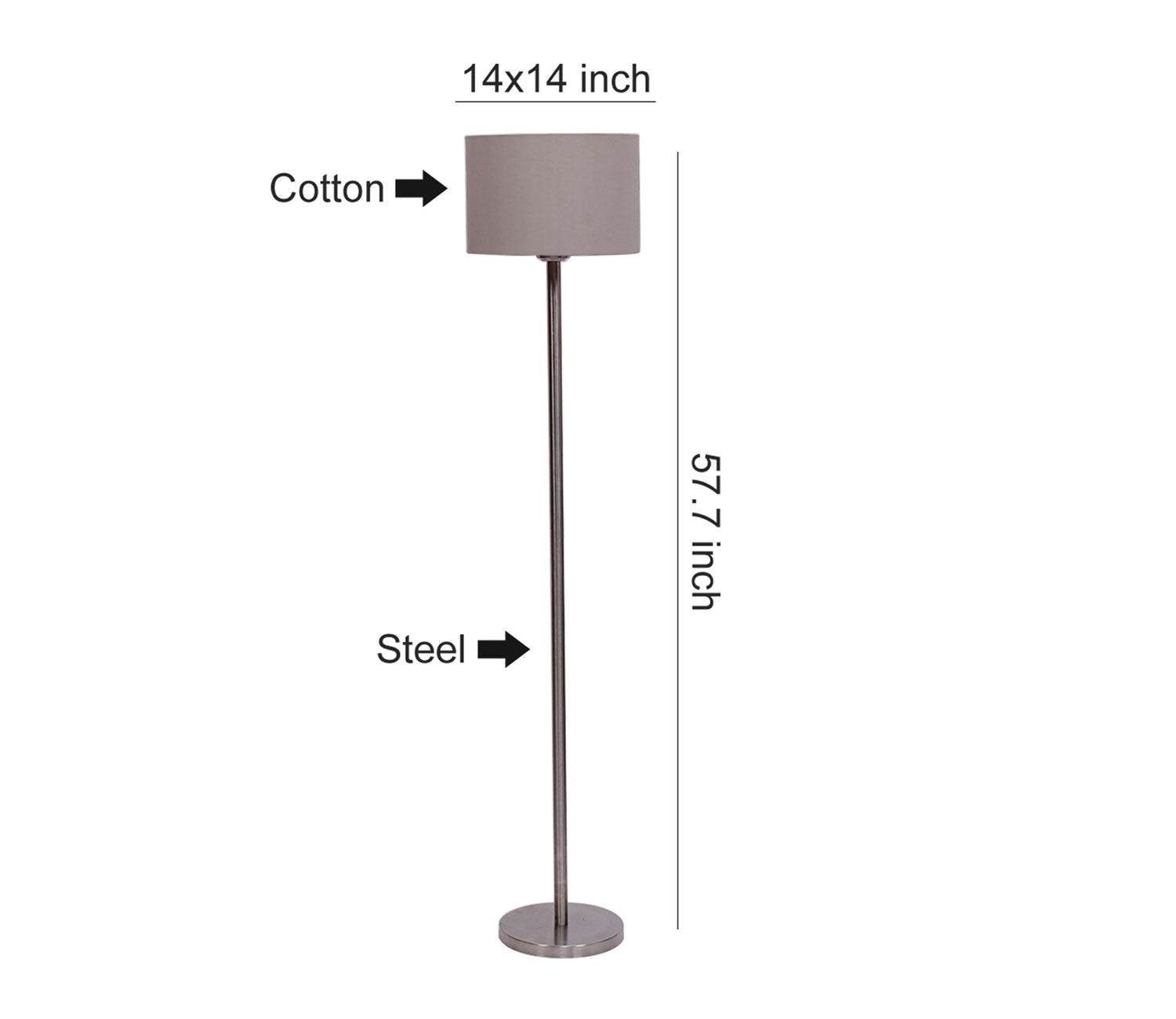 Artistic Grey Color Drum Shaped Designer Steel Floor Lamp