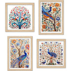 Artistic Indian Bird Wall Art Frame Set of 4